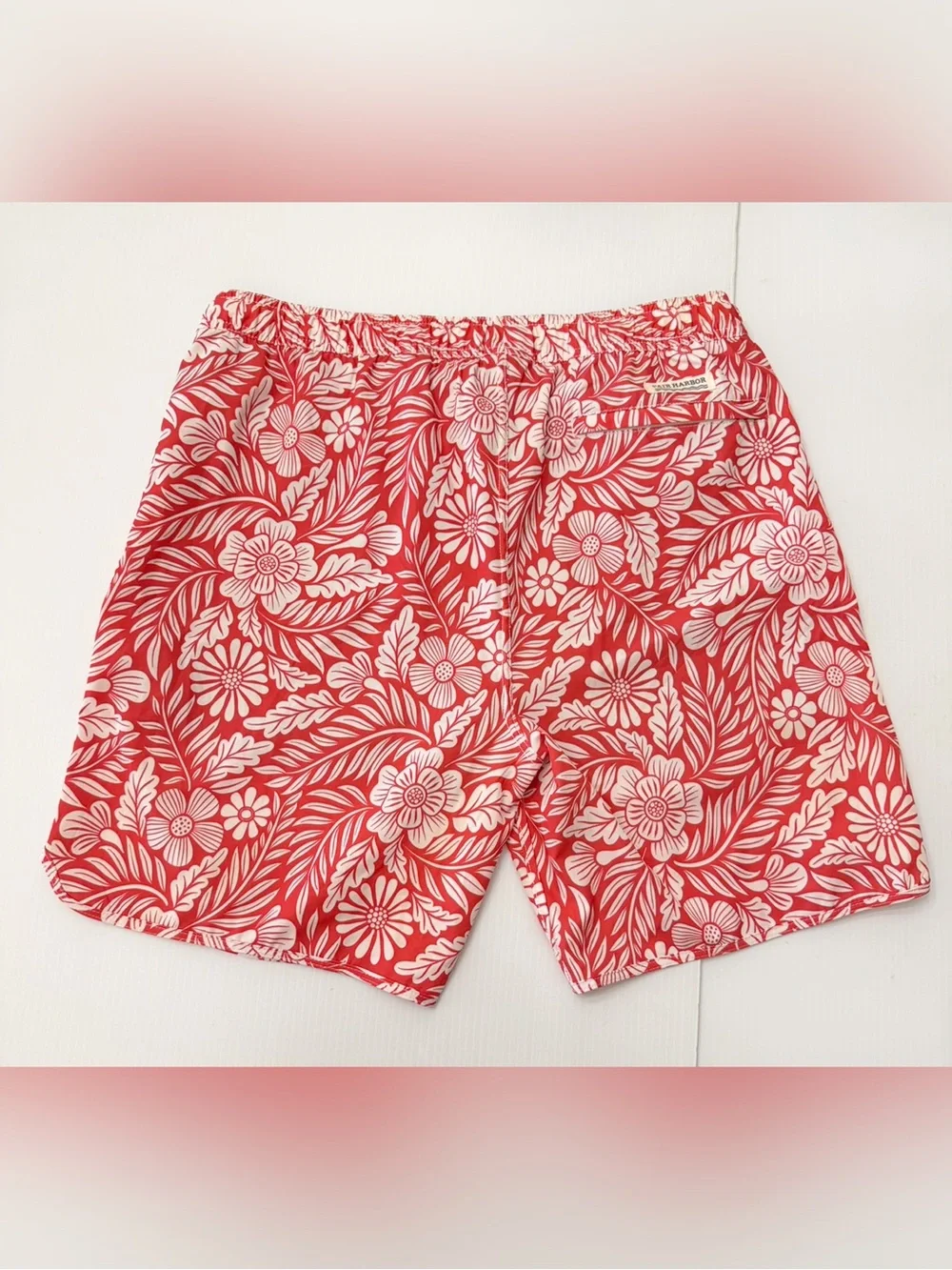 Fair Harbor The Anchor Shorts Red Hawaiian Floral Size XL